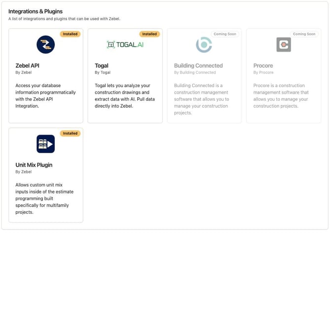 Available integrations